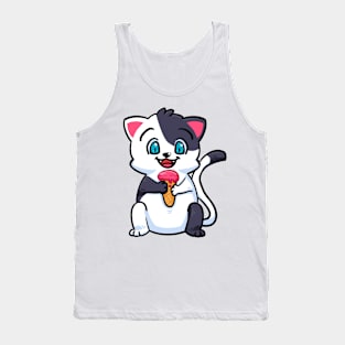 Cat cute with ice cream Tank Top